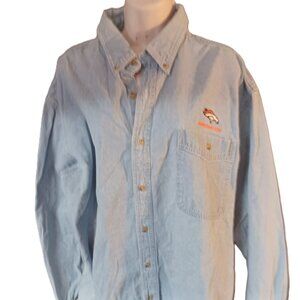 NFL Vintage Denver Broncos Button up light weight Jean shirt